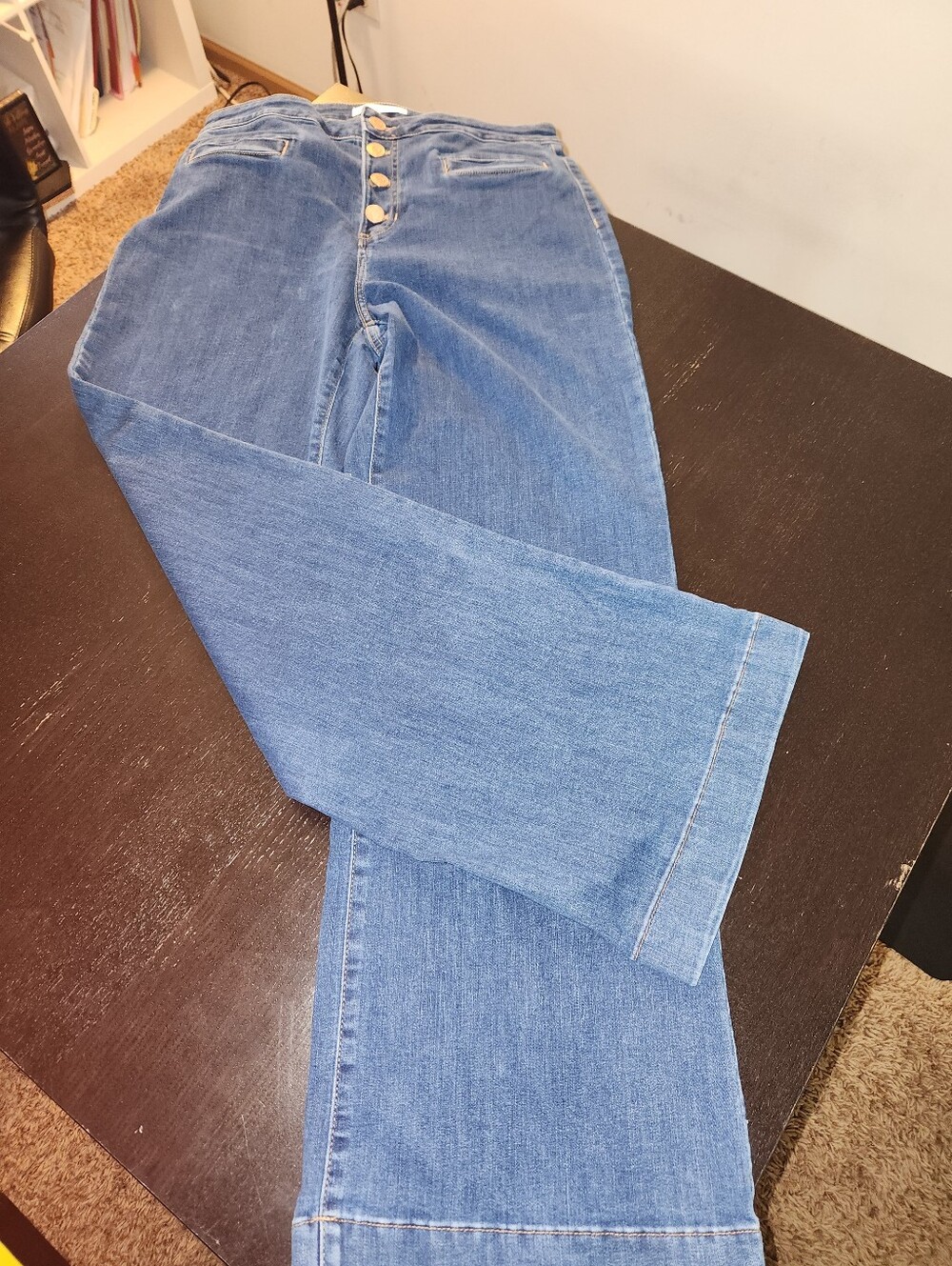 LC Lauren Conrad Indigo High-Rise,wideleg Button-Front Jeans - Picture 2 of 7